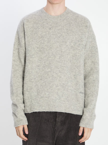 Ami Paris Sweater In Alpaca And Wool Grey