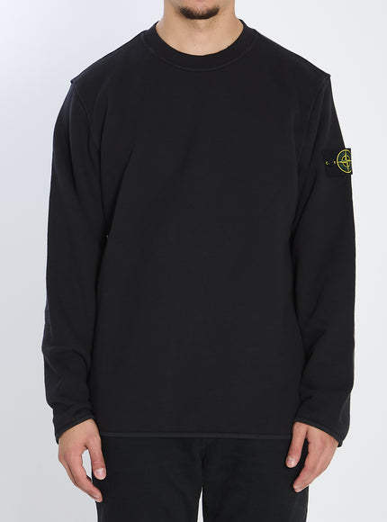 Stone Island Heavy Cotton Crewneck Sweatshirt Black