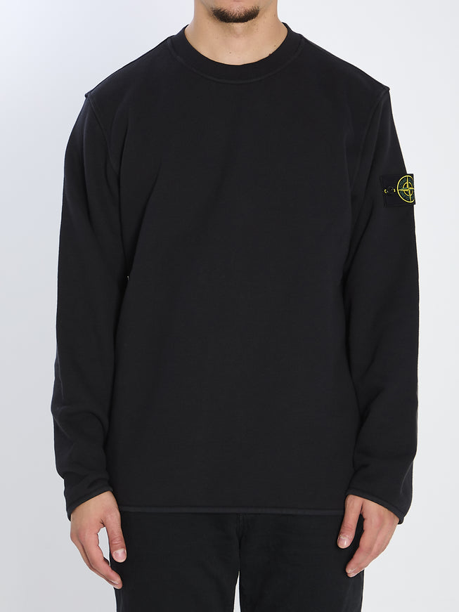Stone Island Heavy Cotton Crewneck Sweatshirt Black