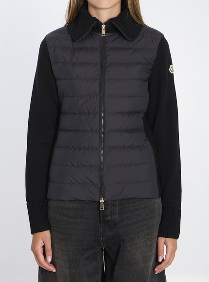 Moncler Padded Cardigan With High Collar Black