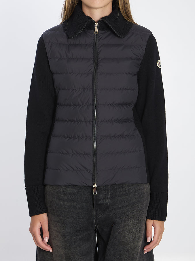 Moncler Padded Cardigan With High Collar Black