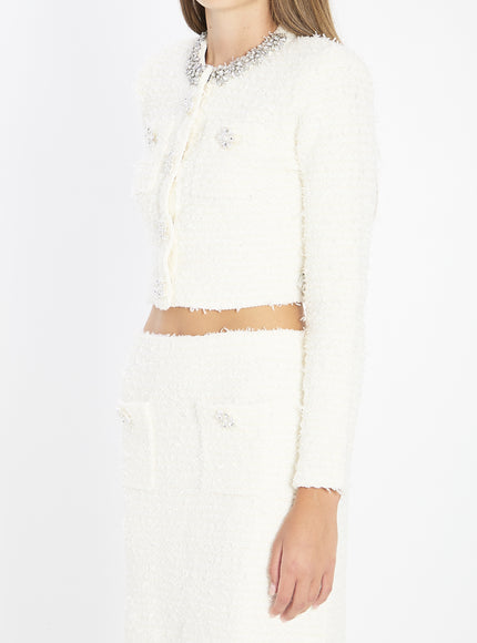Self Portrait Bouclé Knit Cardigan