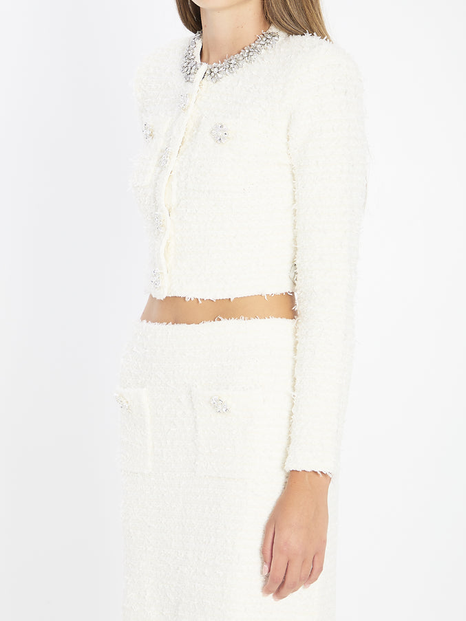 Self Portrait Bouclé Knit Cardigan