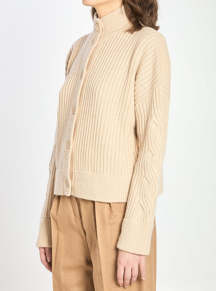 Max Mara Ribbed Cardigan In Wool And Cashmere