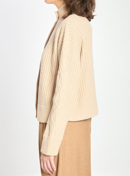 Max Mara Ribbed Cardigan In Wool And Cashmere