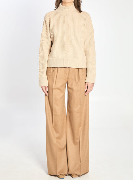 Max Mara Ribbed Cardigan In Wool And Cashmere