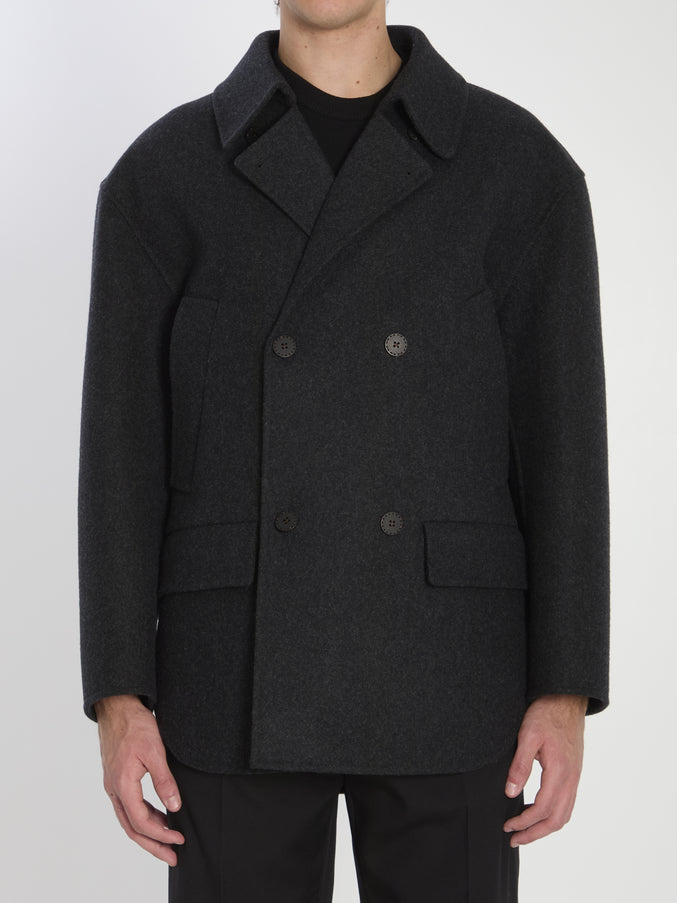 Fendi Wool Pea Coat M Grey