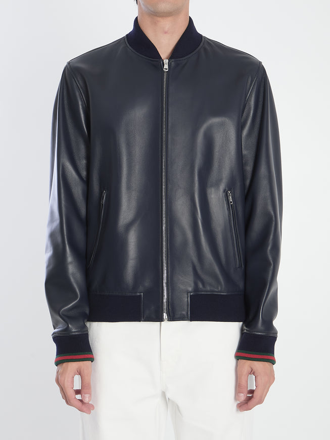 Gucci Leather Jacket Blue