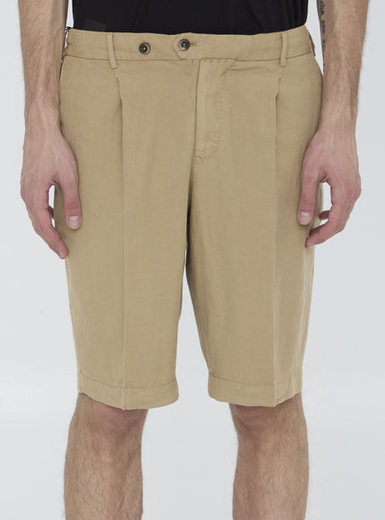 Pt Torino Elasticated Bermuda Shorts Beige