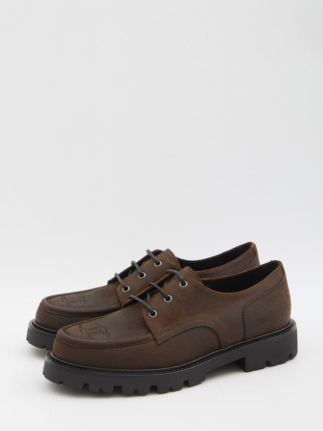 Celine Margaret Derby Shoe In Suede