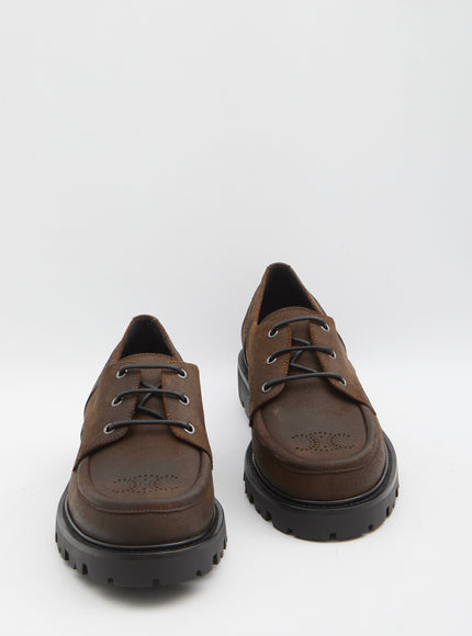 Celine Margaret Derby Shoe In Suede