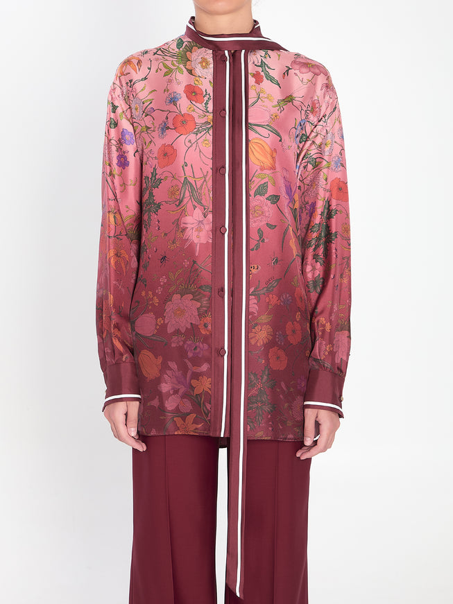 Gucci Printed Silk Shirt Pink
