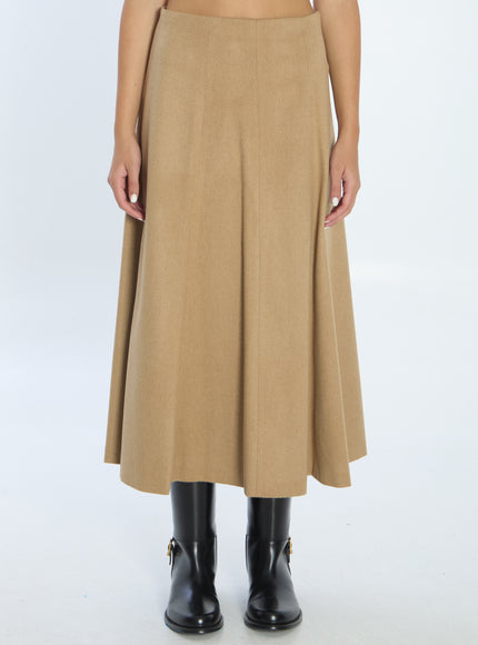 Max Mara Flared Skirt In Camel Beige