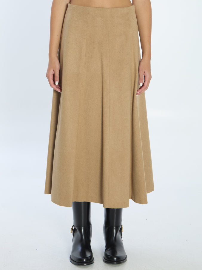 Max Mara Flared Skirt In Camel Beige