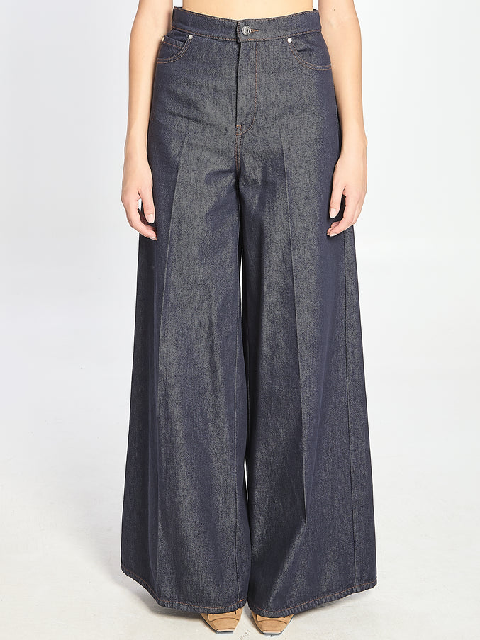 Max Mara Jeans Wide Leg In Denim Blue