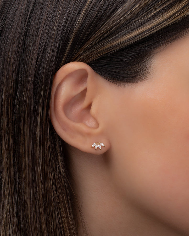 Zoe Lev 4 Marquise Diamond Stud Earrings