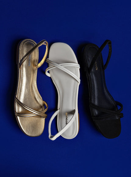 Larroude Annie Flat In Gold Metallic Leather