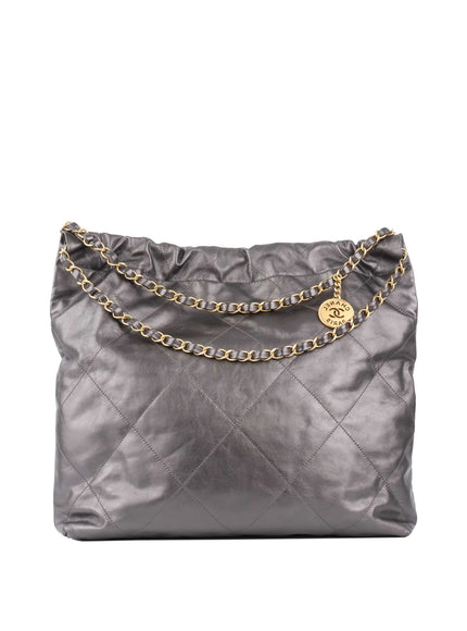 Chanel 22 Small Hobo Bag in Dark Grey Quilted Leather
