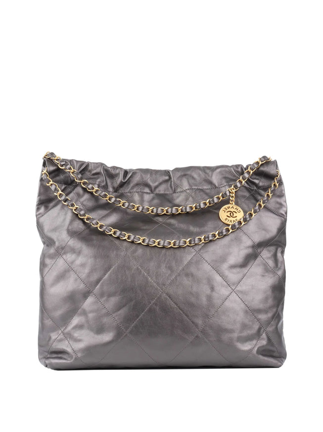 Chanel 22 Small Hobo Bag in Dark Grey Quilted Leather