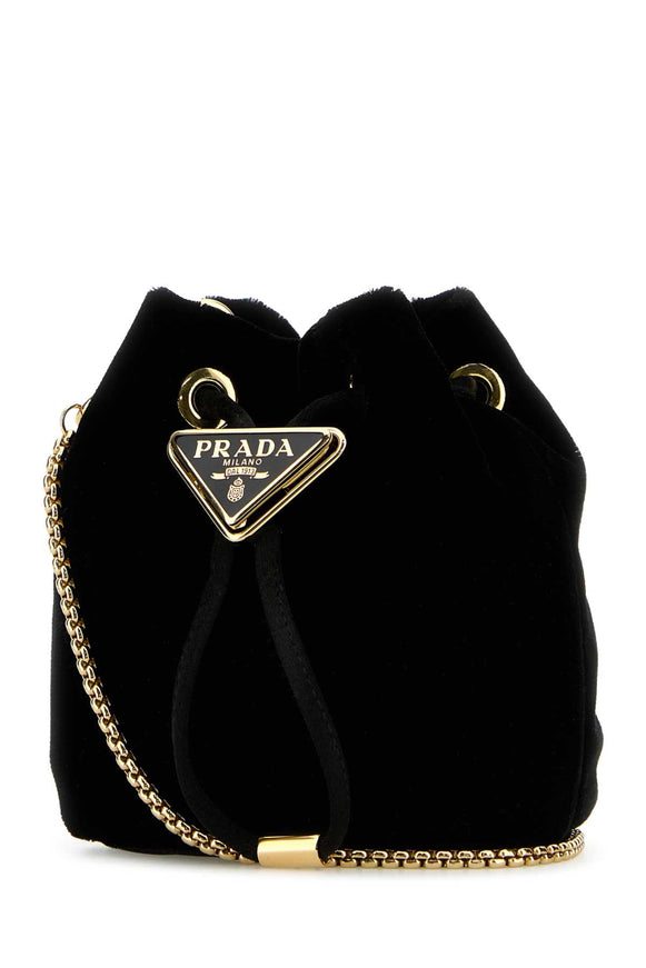 Prada Velvet Mini Bucket Bag in Black