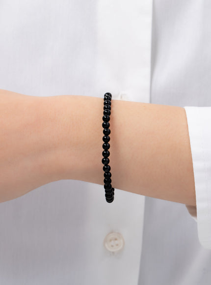 Zoe Lev 4mm Black Onyx Bead Bracelet