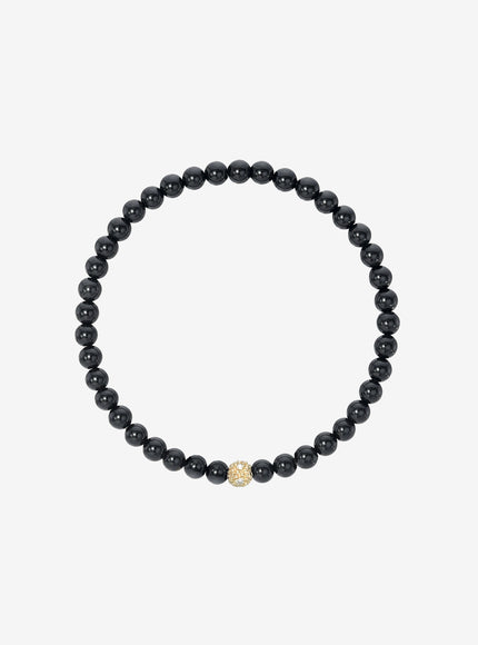 Zoe Lev 4mm Black Onyx Bead Bracelet with Diamond Bead