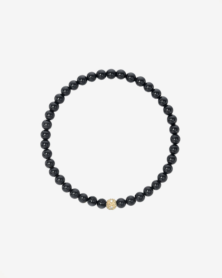 Zoe Lev 4mm Black Onyx Bead Bracelet with Diamond Bead