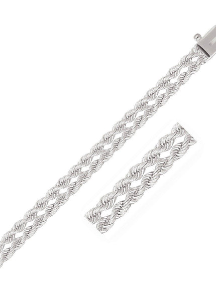 5.0 mm 14k White Gold Dual Row Rope Bracelet - Ellie Belle