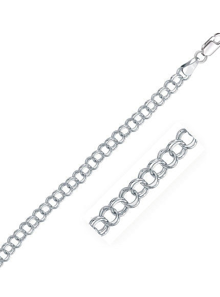 5.0 mm 14k White Gold Solid Double Link Charm Bracelet - Ellie Belle