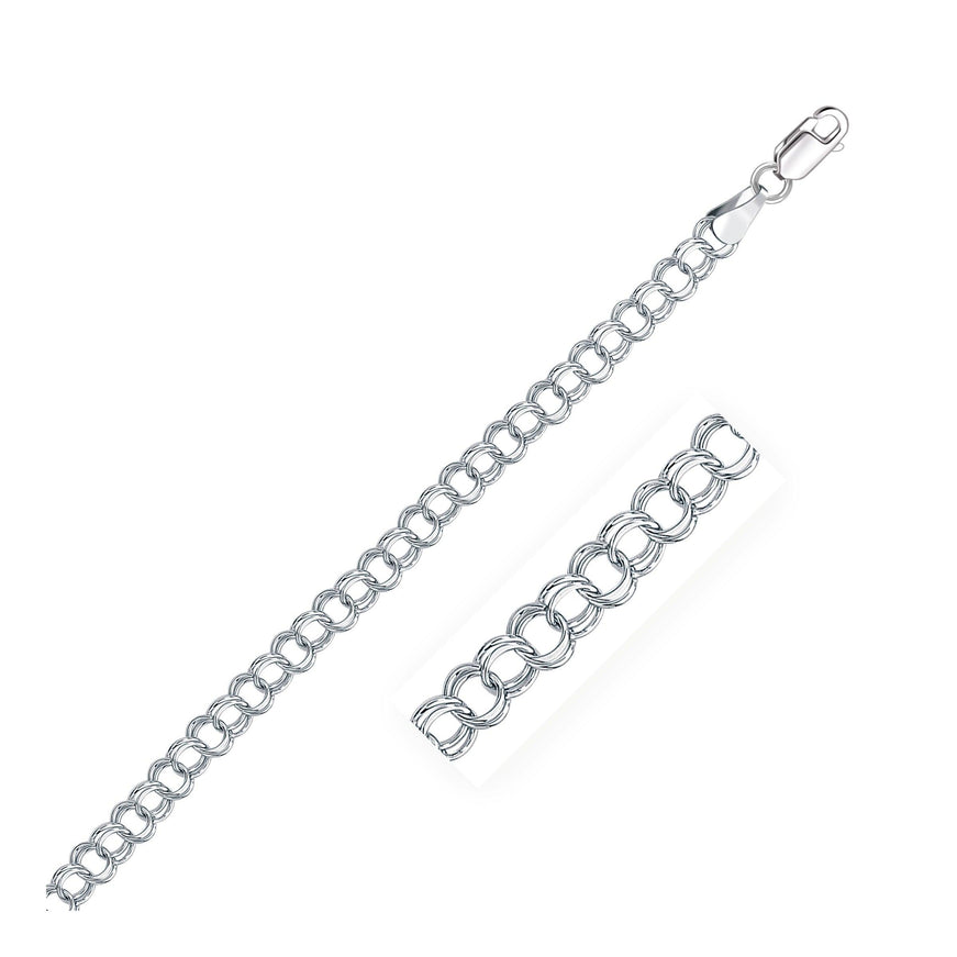 5.0 mm 14k White Gold Solid Double Link Charm Bracelet - Ellie Belle