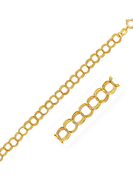 5.0 mm 14k Yellow Gold Triple Link Charm Bracelet - Ellie Belle