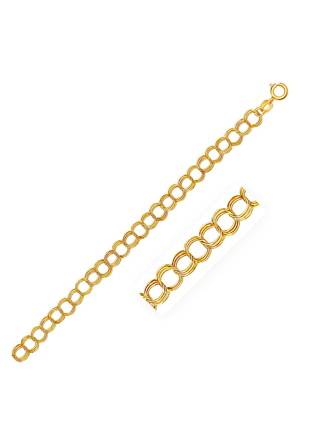 5.0 mm 14k Yellow Gold Triple Link Charm Bracelet - Ellie Belle