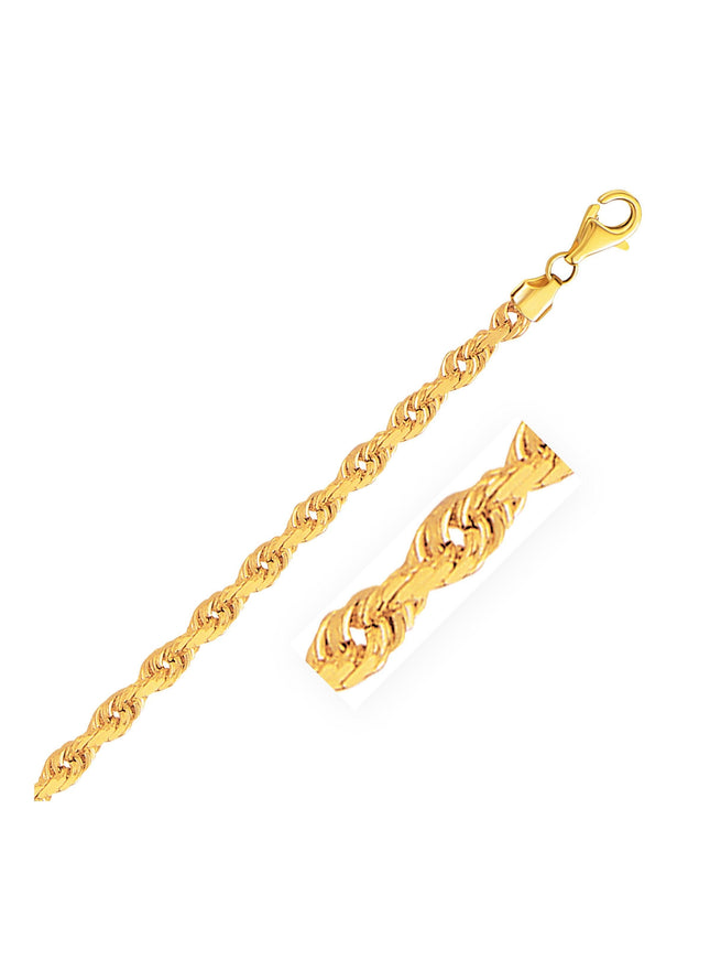 5.0mm 10k Yellow Gold Solid Diamond Cut Rope Bracelet - Ellie Belle