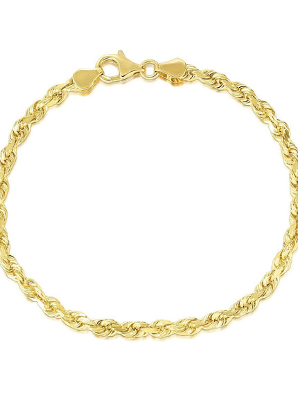 5.0mm 10k Yellow Gold Solid Diamond Cut Rope Bracelet - Ellie Belle
