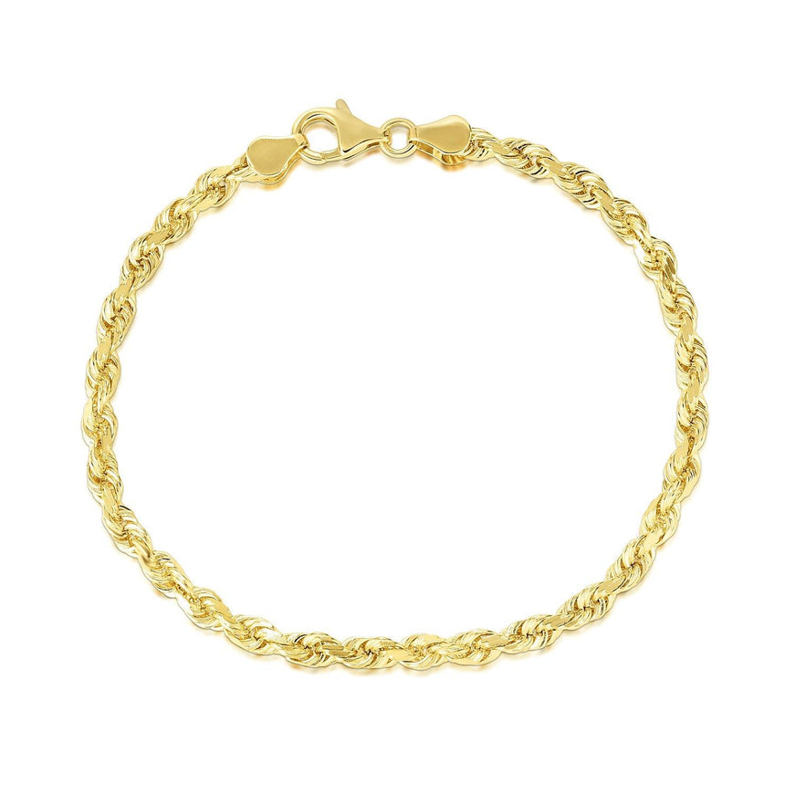 5.0mm 10k Yellow Gold Solid Diamond Cut Rope Bracelet - Ellie Belle