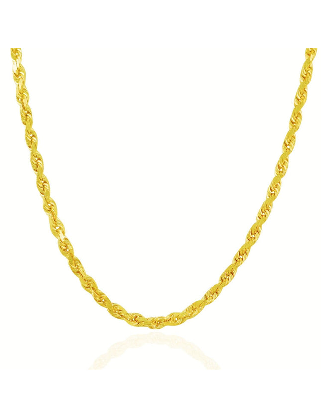 5.0mm 10k Yellow Gold Solid Diamond Cut Rope Chain - Ellie Belle