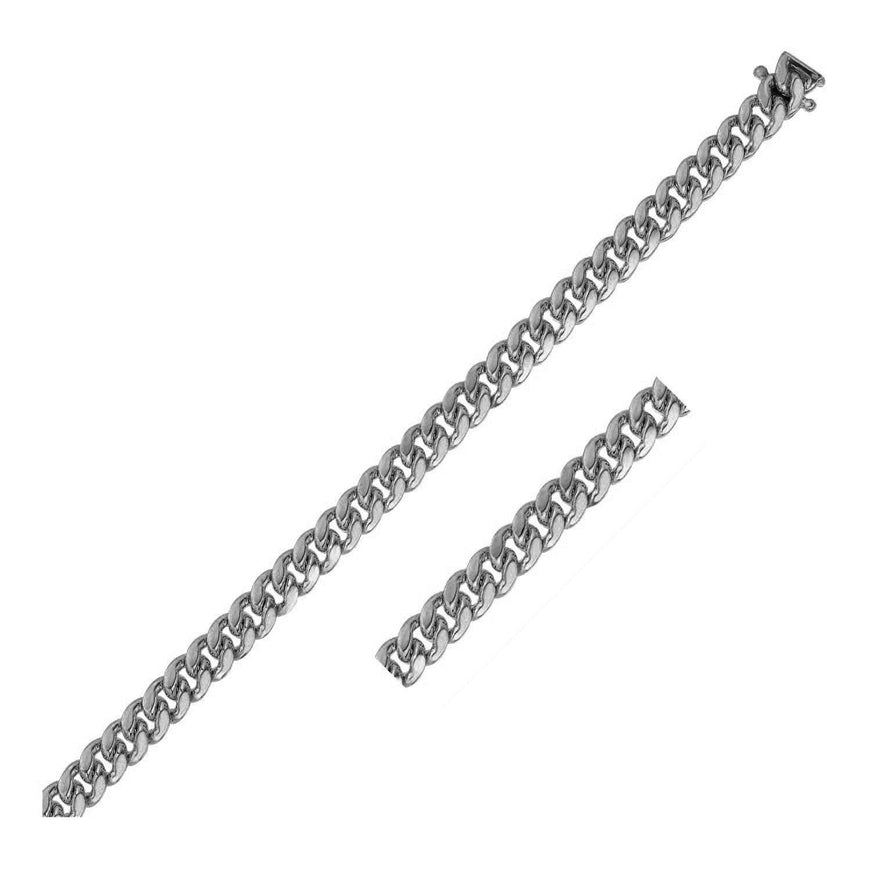 5.0mm 14k White Gold Classic Miami Cuban Solid Bracelet - Ellie Belle