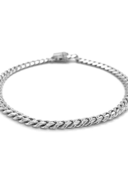 5.0mm 14k White Gold Classic Miami Cuban Solid Bracelet - Ellie Belle