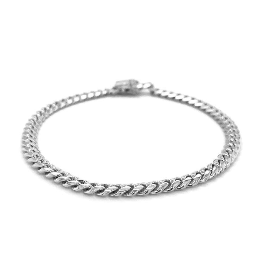 5.0mm 14k White Gold Classic Miami Cuban Solid Bracelet - Ellie Belle