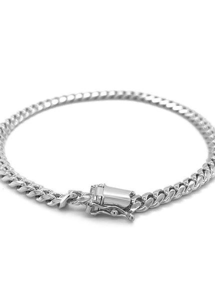 5.0mm 14k White Gold Classic Miami Cuban Solid Bracelet - Ellie Belle