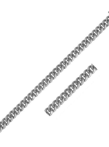 5.0mm 14k White Gold Classic Miami Cuban Solid Chain - Ellie Belle