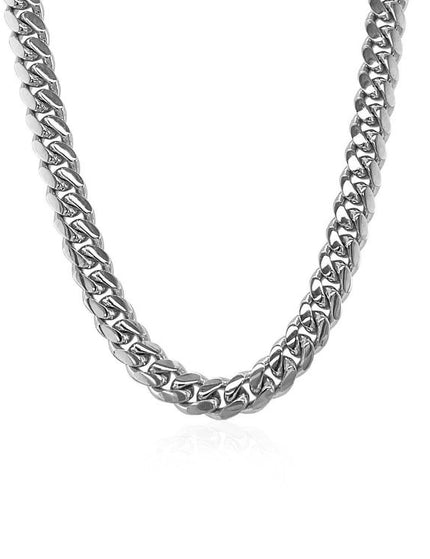 5.0mm 14k White Gold Classic Miami Cuban Solid Chain - Ellie Belle