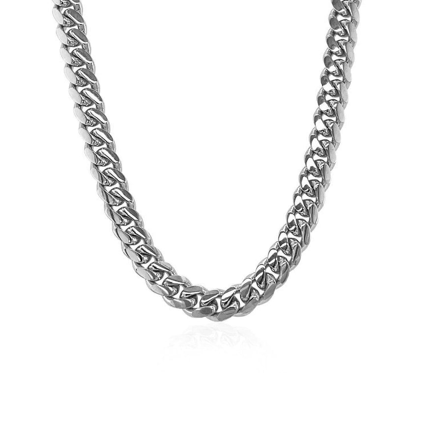 5.0mm 14k White Gold Classic Miami Cuban Solid Chain - Ellie Belle