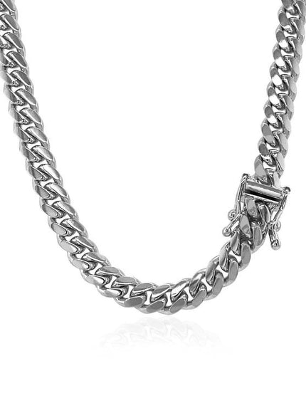 5.0mm 14k White Gold Classic Miami Cuban Solid Chain - Ellie Belle