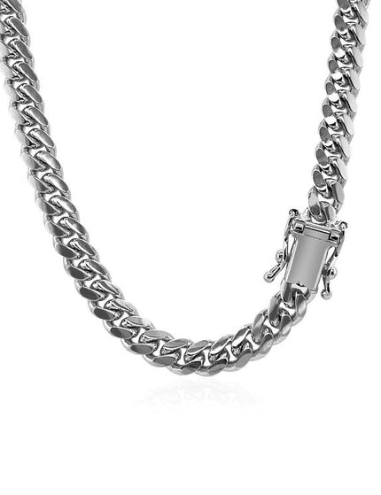 5.0mm 14k White Gold Classic Miami Cuban Solid Chain - Ellie Belle
