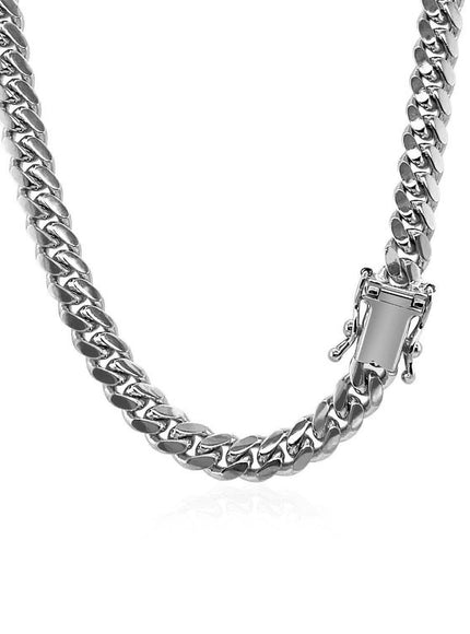 5.0mm 14k White Gold Classic Miami Cuban Solid Chain - Ellie Belle