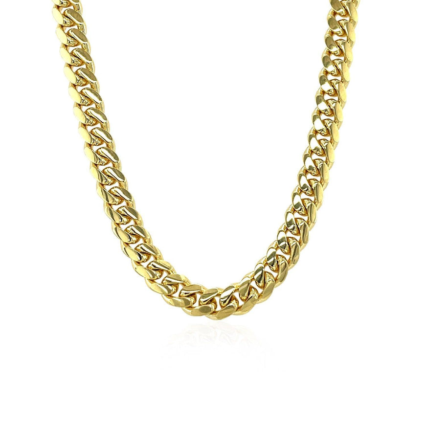 5.0mm 14k Yellow Gold Classic Miami Cuban Solid Chain - Ellie Belle