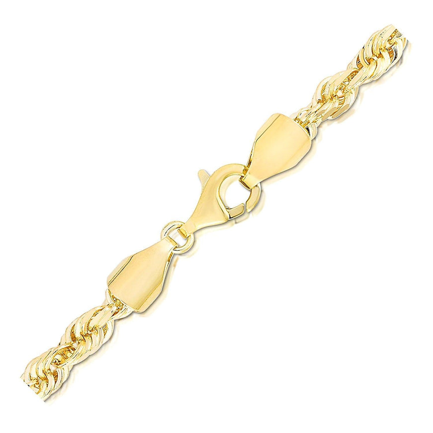 5.0mm 14k Yellow Gold Solid Diamond Cut Rope Bracelet - Ellie Belle