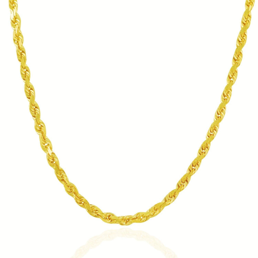 5.0mm 14k Yellow Gold Solid Diamond Cut Rope Chain - Ellie Belle