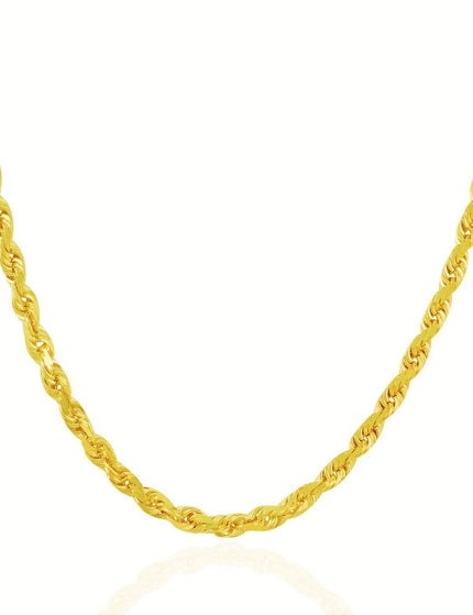 5.0mm 14k Yellow Gold Solid Diamond Cut Rope Chain - Ellie Belle